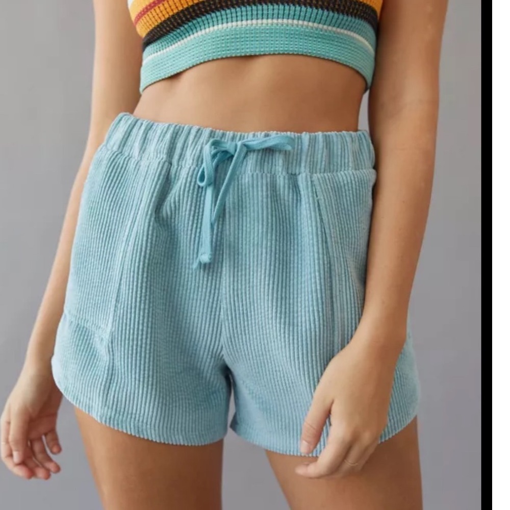 BDG Toni Corduroy Pull On Shorts XS Blue Drawstring Coastal Y2K Beach Summer‎